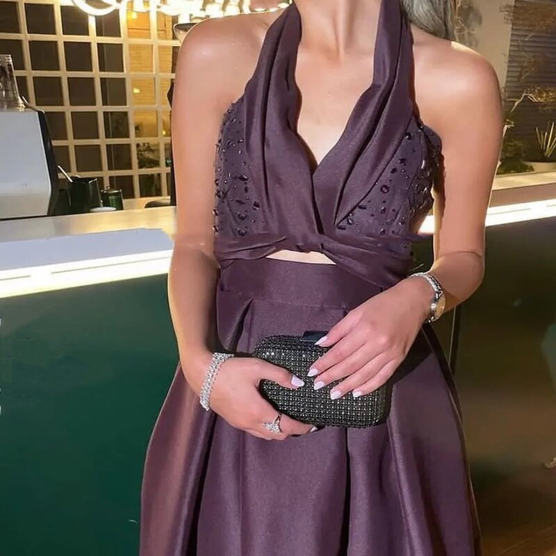 Модное Элегантное Вечернее Платье-трапеция с V-образным вырезом, бальное платье без рукавов, официальное платье для событий в Саудовской Аравии, 2024