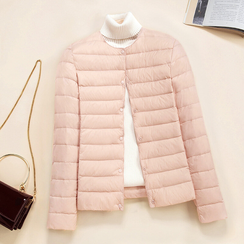 Abrigo acolchado corto para mujer, chaqueta ultraligera con cuello en V, cuello redondo, estilo coreano, novedad de 2024