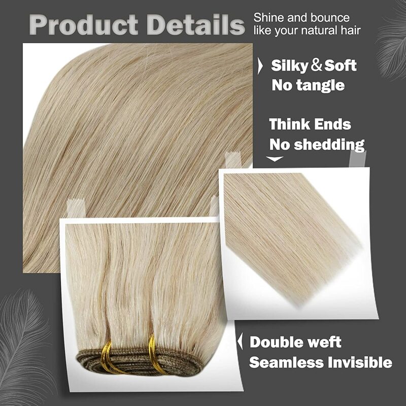 Moresoo ekstensi rambut jahitan ekstensi rambut jalinan rambut manusia mesin bundel Remy 100 Gram pakan ganda lembut lurus rambut manusia