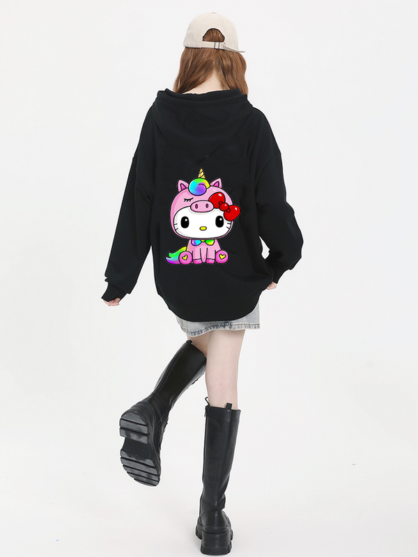 Kawaii Hello Kitty casual cute print unisex hoodie spring and autumn Sanrio cartoon casual sports street print hoodie