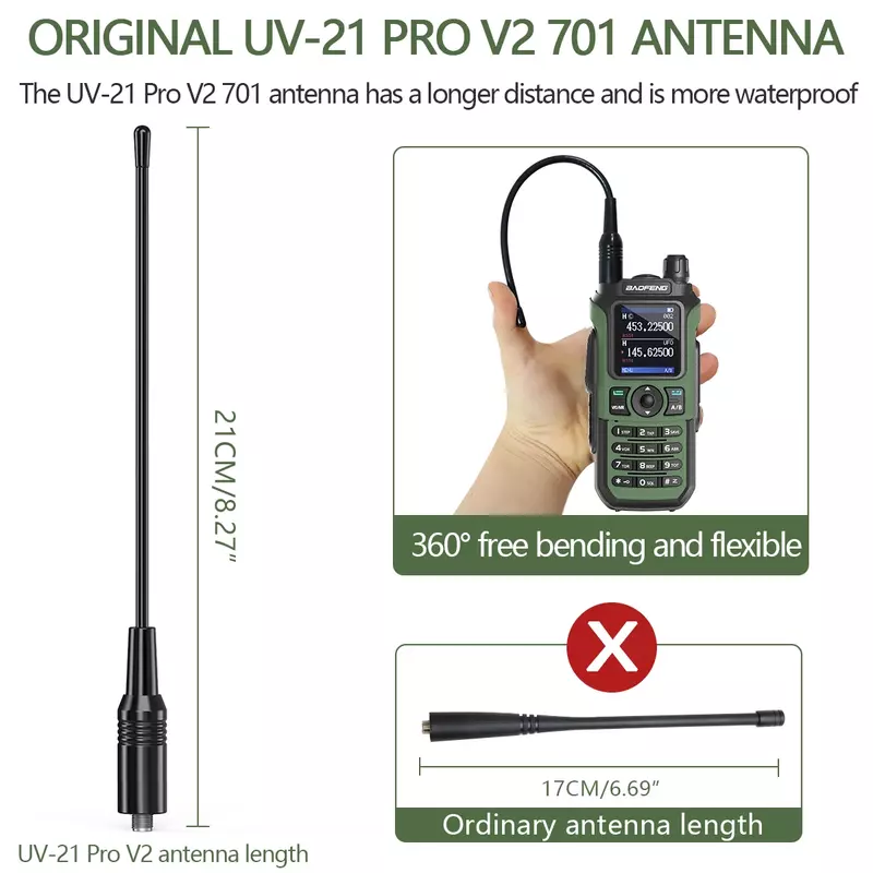 Беспроводная трехдиапазонная Водонепроницаемая рация Baofeng UV-21 Pro V2 с частотой копирования 999CH, любительская радиостанция с большим радиусом действия типа C UV 5R, 2 шт.