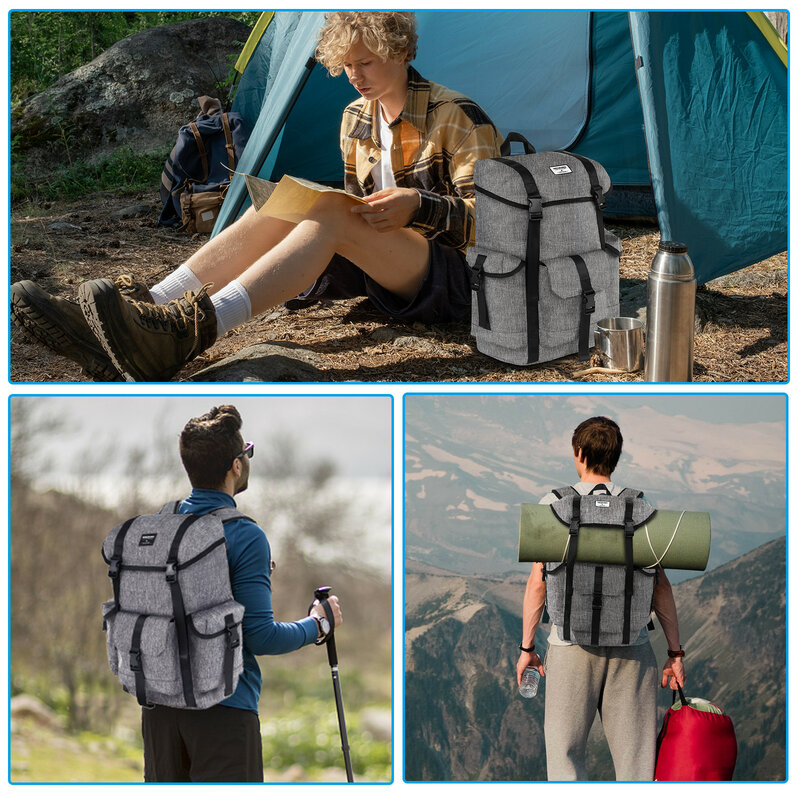 스포츠 캠핑 여행 가방, 방수 그레이, 캐주얼, 야외 배낭 가방, 2024 새로운 디자인