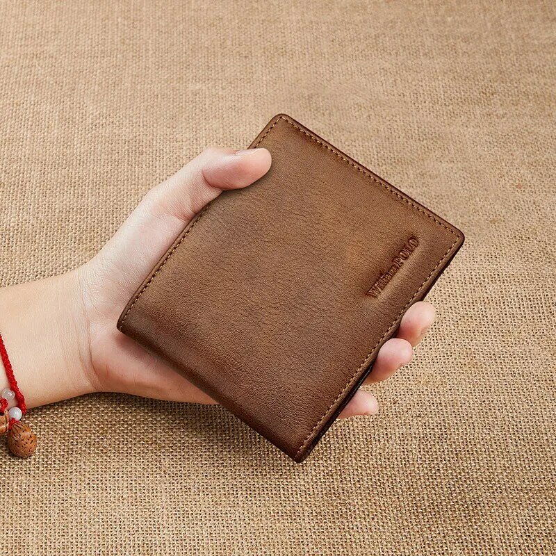 Мужской кошелек для монет WILLIAMPOLO, кожаный бумажник с блокировкой RFID, визитница, кошелек для денег