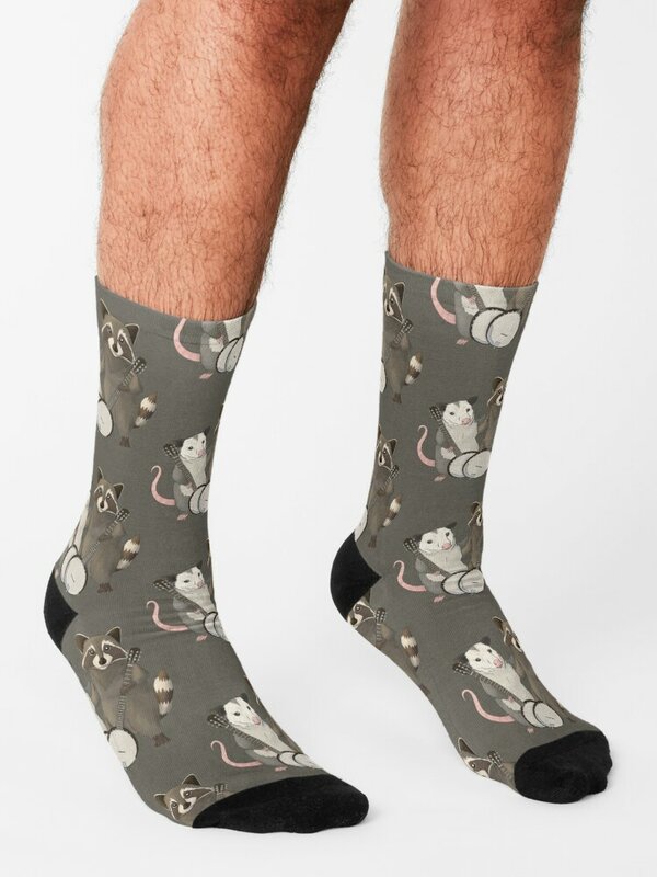 Opossum und Waschbär mit Banjos Socken laufen Weihnachts geschenke Socken Frauen Männer