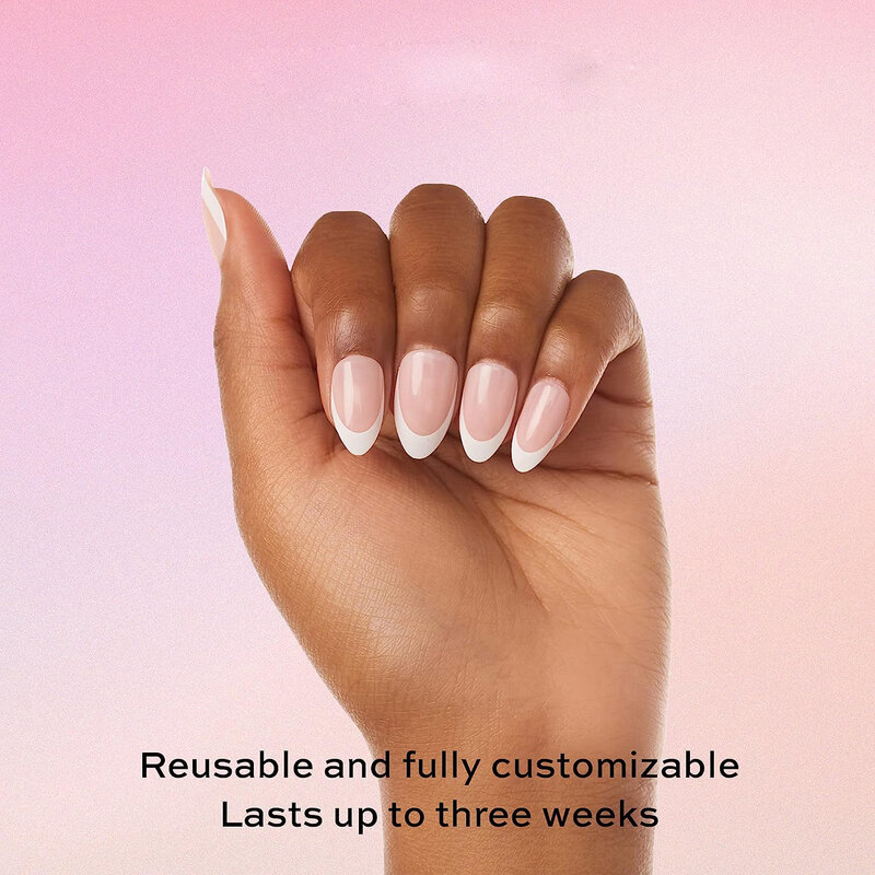Press On Nails Reusable 12 Sizes 24 Nails Kit Angel Opaque White Short Almond Fake Nails Nude French Tip Glue Pink White Sticker