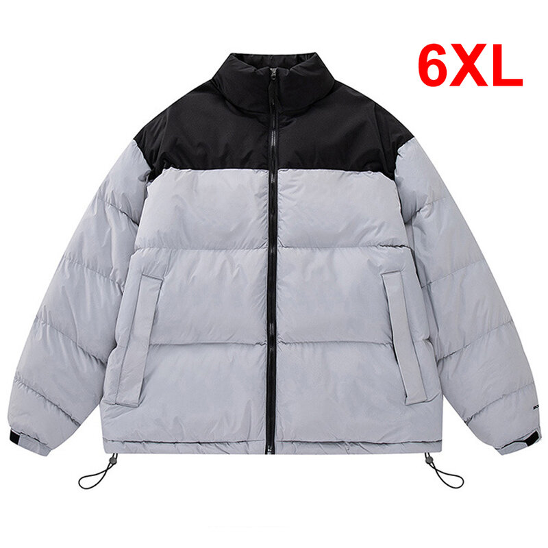Winter Thick Padded Jacket Men 8XL Plus Size Parkas Fashion Casual Patchwork Color Block Parkas Male Big Size 8XL