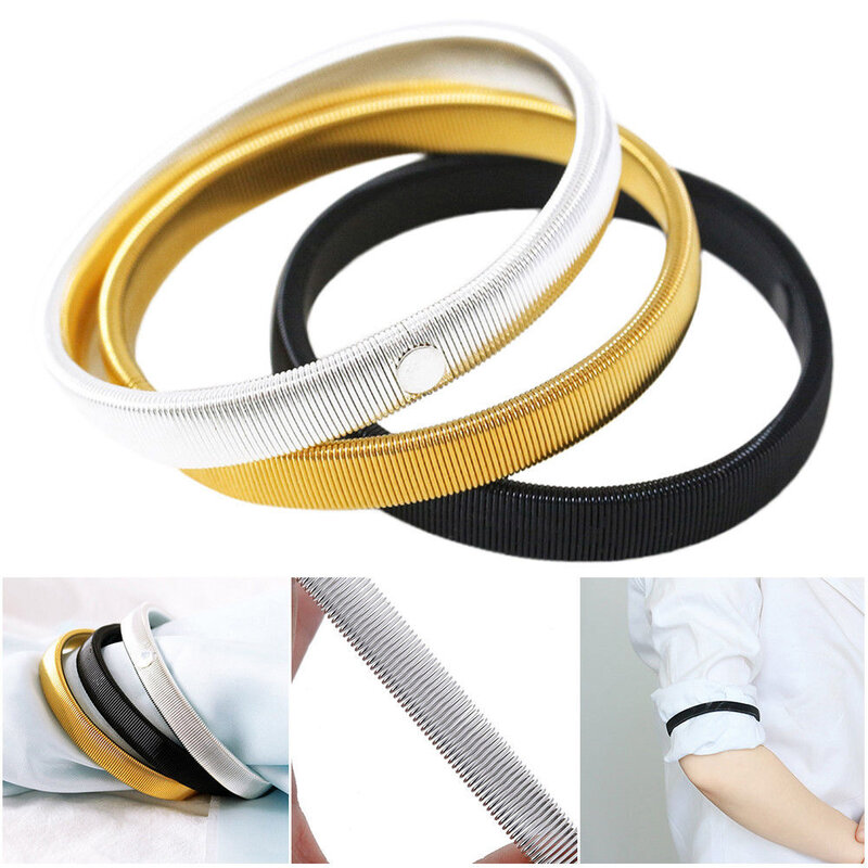 1pc Elastic Wristband Ladies Shirt Sleeve Holders Metal Arm Bands Hold Ups Garter Shroud Ring Men Bracelet Fashion Hoop Armband