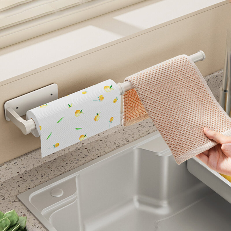 Kitchen Paper Towel Rack, Punch-free Cabinet Paper Hanger, Plastic Wrap Bag Storage Wipe Arrangement, Wall-mounted Roll Paper