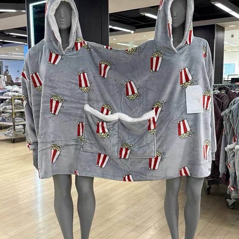 Двойная пижама из попкорна, нишевой дизайн, теплая и Интимная цельная Домашняя одежда, прочное одеяло для драмы