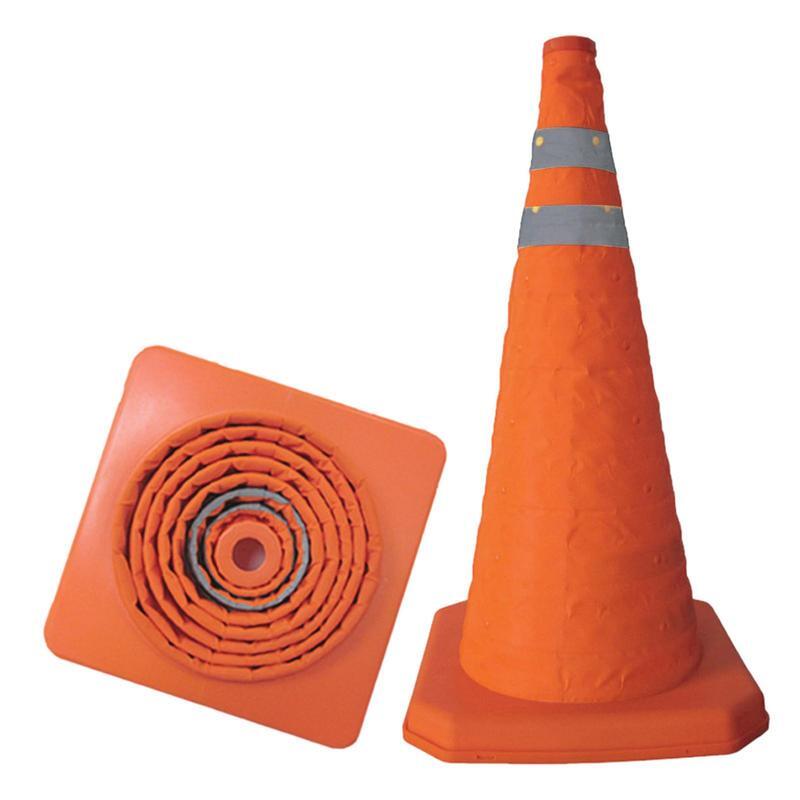 Conos de seguridad en carretera naranja plegables, conos de estacionamiento de tráfico, rayas reflectantes multiusos, 45cm
