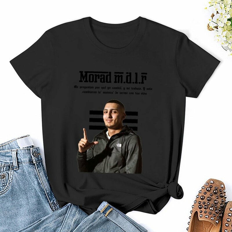 Camiseta gráfica de manga curta feminina, camiseta Morad MDLR Rapper, camisa de vestido