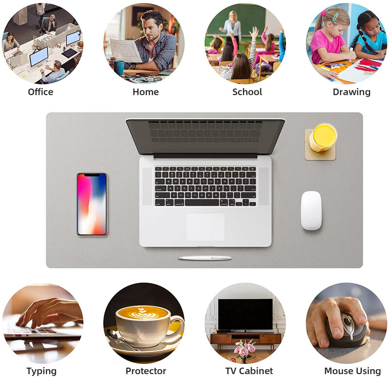 【Pro code: ES18|$120-18】Alfombrilla protectora de escritorio de gran tamaño para oficina, alfombrilla de cuero PU impermeable para ratón, teclado de escritorio, accesorios de PC para juegos