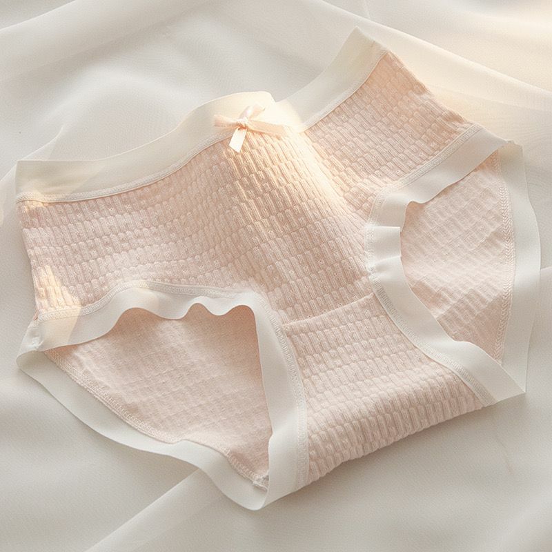 Roupa íntima confortável de malha oca para mulheres, cuecas de algodão puro, calcinha simples de cintura média