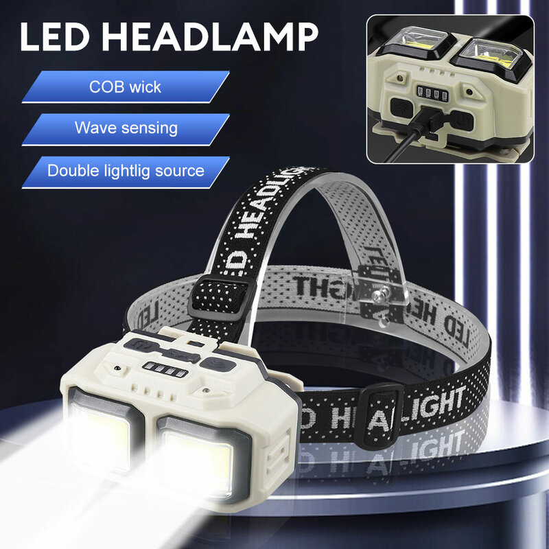 Headlamp Rechargeable 1000 Lumen LED Head Lamp Flashlight with White Red Light Waterproof Headlight for Outdoor Camping Fishing