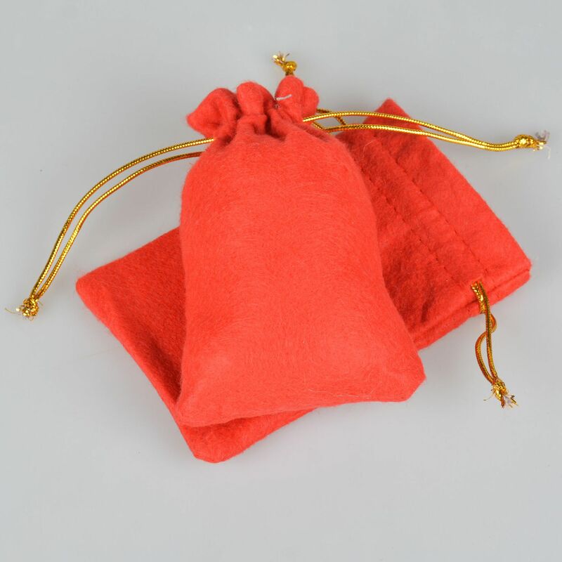 50pcs/lot 10x15cm Red Felt Cloth Drawstring Bag Halloween Gift Earphone Toy Jewelry Packaging Display Pouches Wholesale