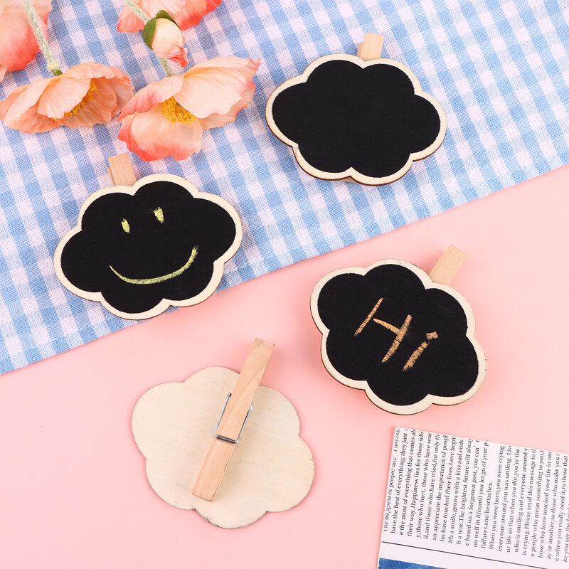 30 Pcs 2.6 * 2.2Inch Wood Mini  Clips Wooden  Clips Chalk Board Message Board Tag Signs With Pegs For Memo,N