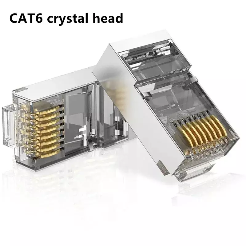 Jillway-Connecteur de câble réseau plaqué or Cat6 RJ45, tête en cristal modulaire 8P8C, catégorie 6, 1000m, 40 pièces