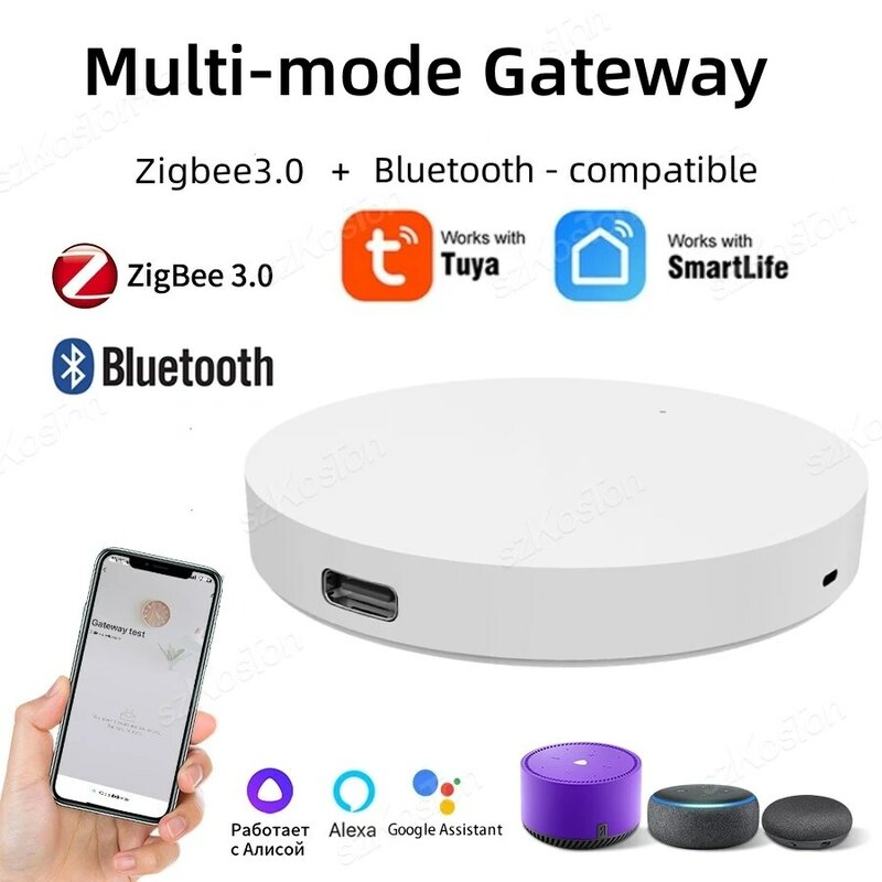 Tuya Zigbee Gateway Hub inalámbrico Bluetooth BLE Mesh Hub, Smart Home Bridge, Control remoto por aplicación Smart Life, funciona con Alexa y Google Home