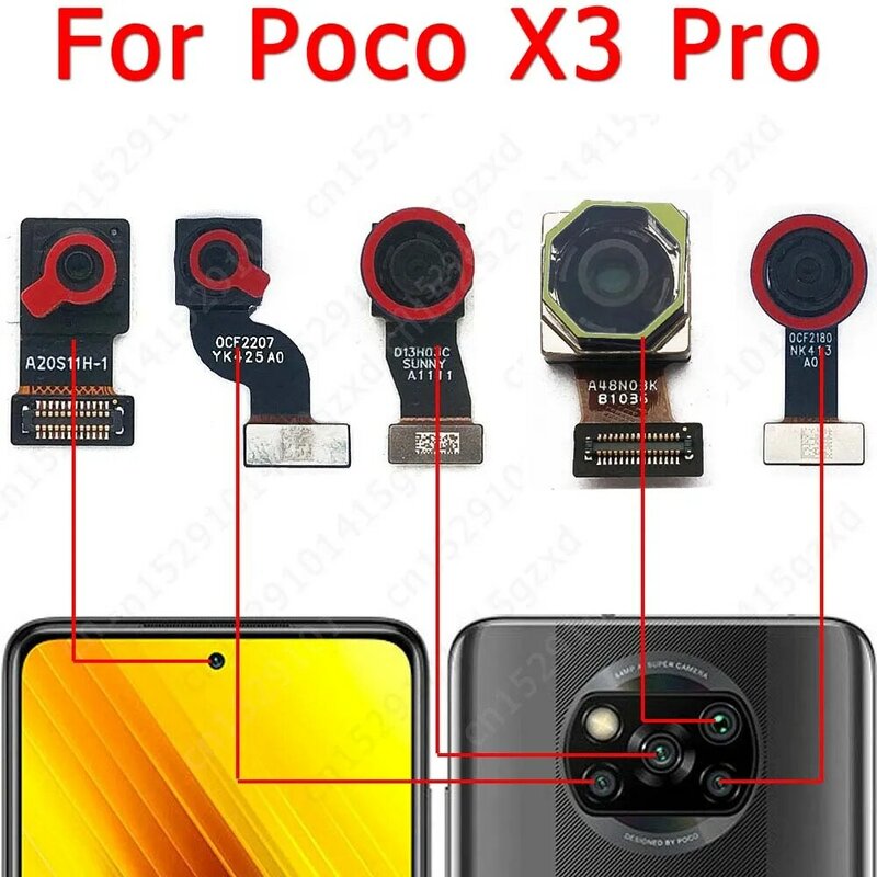 Fotocamera posteriore anteriore per Xiaomi Mi Poco X3 Pro NFC face Frontal View Selfie Back Flex Small Back Camera Module Parts