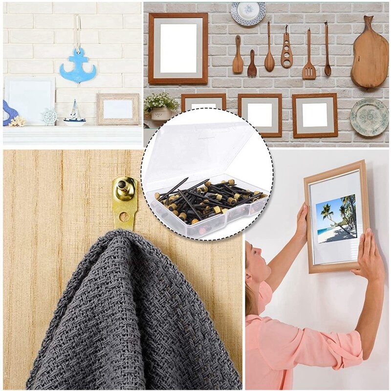 120Piece Picture Hanging Nails Hanging Frame Kit 4 Sizes Wall Nails For Picture,Nails For Wall Picture For Wall Decoration