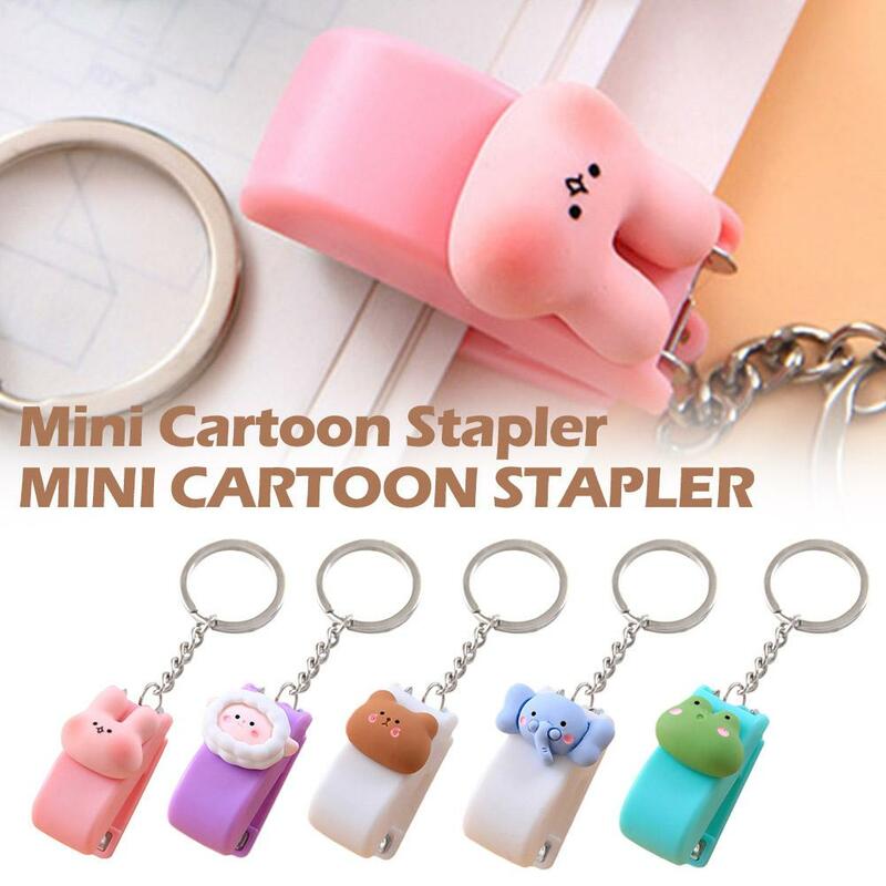 Cute Cartoon Mini Stapler Key Chain Macaron Color Student Key Suppiles Pendant School Student Creative Stapler Convenient I5K3