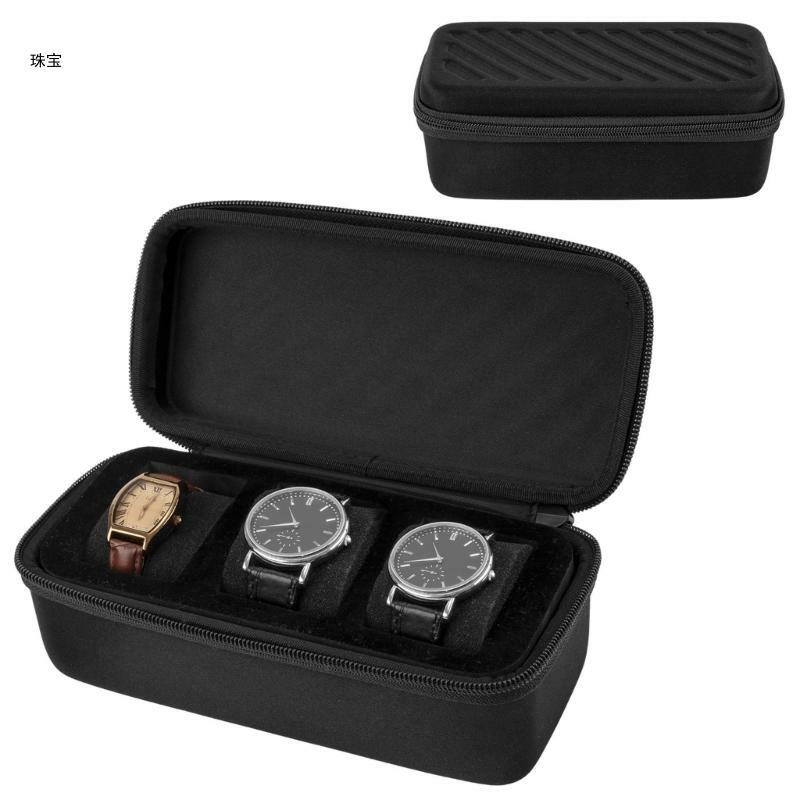Caixa armazenamento relógio X5QE Travel 3 Slot Watch Cases para aniversário