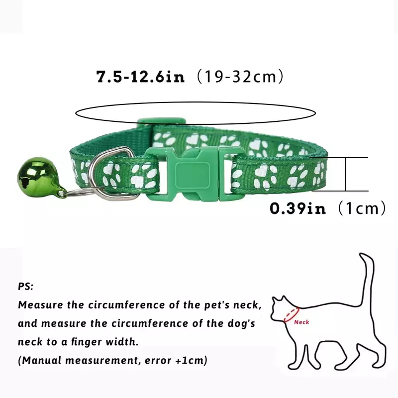 Collare per animali domestici con campana Cartoon Footprint Colorful Dog Puppy Cat accessori collare per gattini collana regolabile con campanello di sicurezza Pet