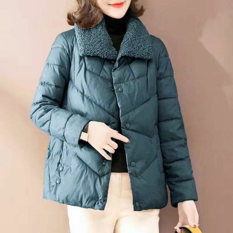 Новинка 2023, зимняя куртка для женщин среднего возраста, одежда с хлопковой подкладкой, женское короткое пальто, свободная куртка с хлопковой подкладкой