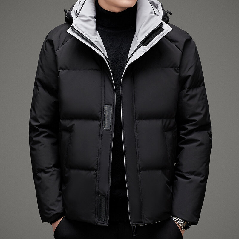 Jaket hoodie pria, mantel hangat modis kasual bertudung untuk musim dingin 2024