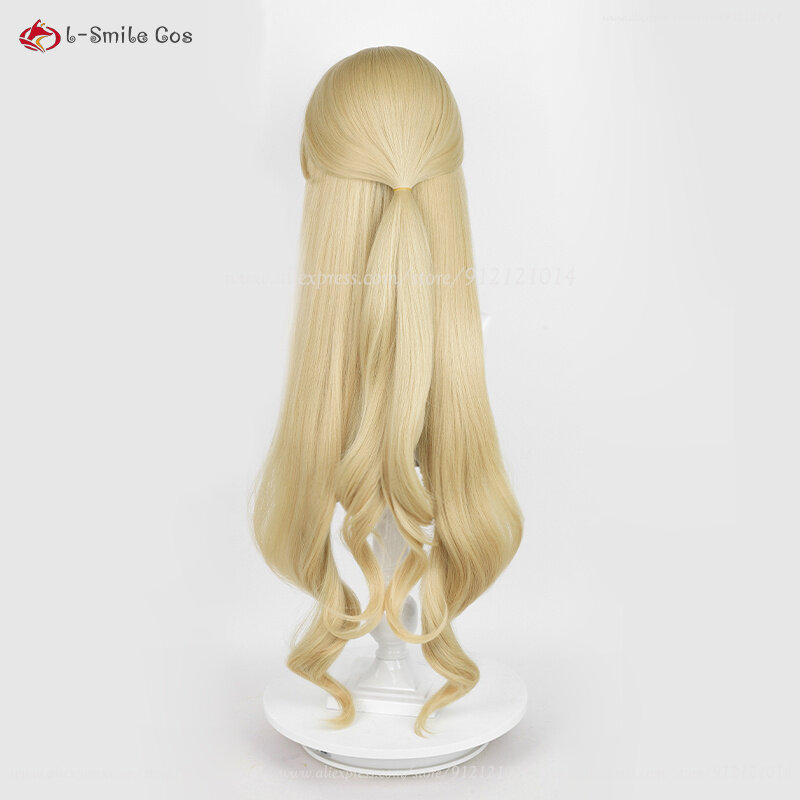 Peluca de alta calidad Fontaine Navia Cosplay, cabello sintético resistente al calor, cuero cabelludo, 95cm, lino, onda dorada