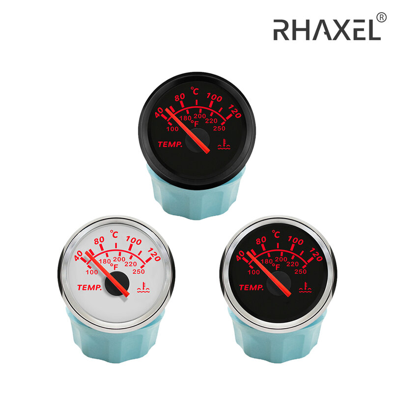 RHAXEL Water Temp Gauge Meter 40-120 Celsius 9-32V with Red Backlight 52mm for Car Motorcycle