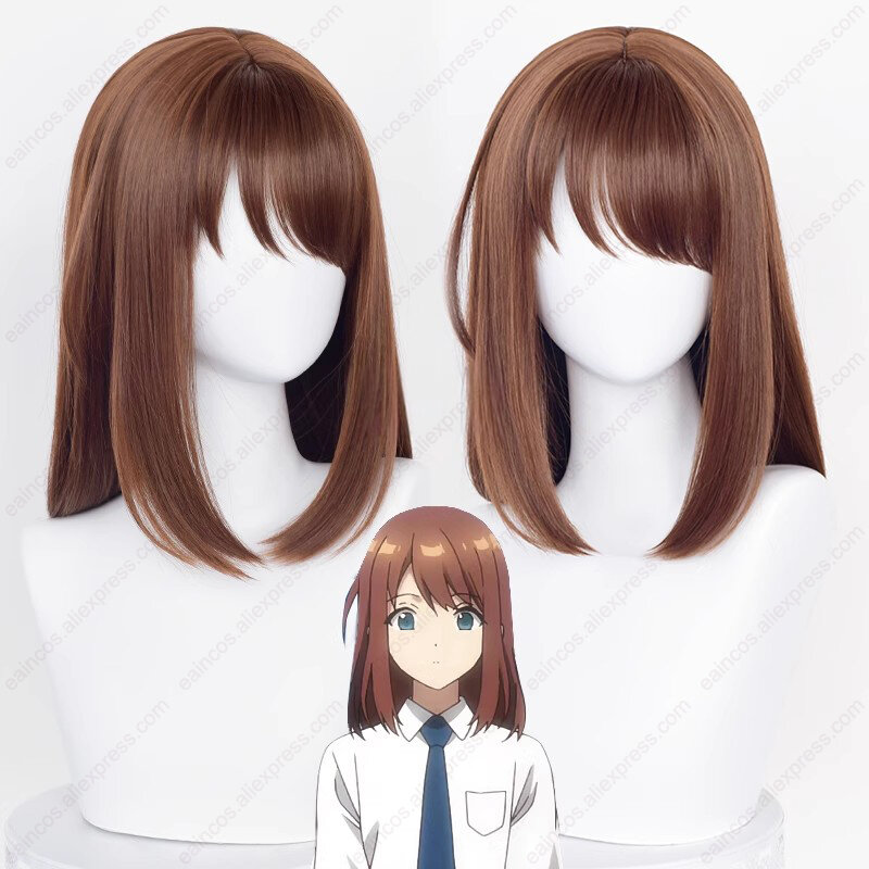 ES Anzu Cosplay Wig 43cm Long Brown Red Wigs Heat Resistant Synthetic Hair