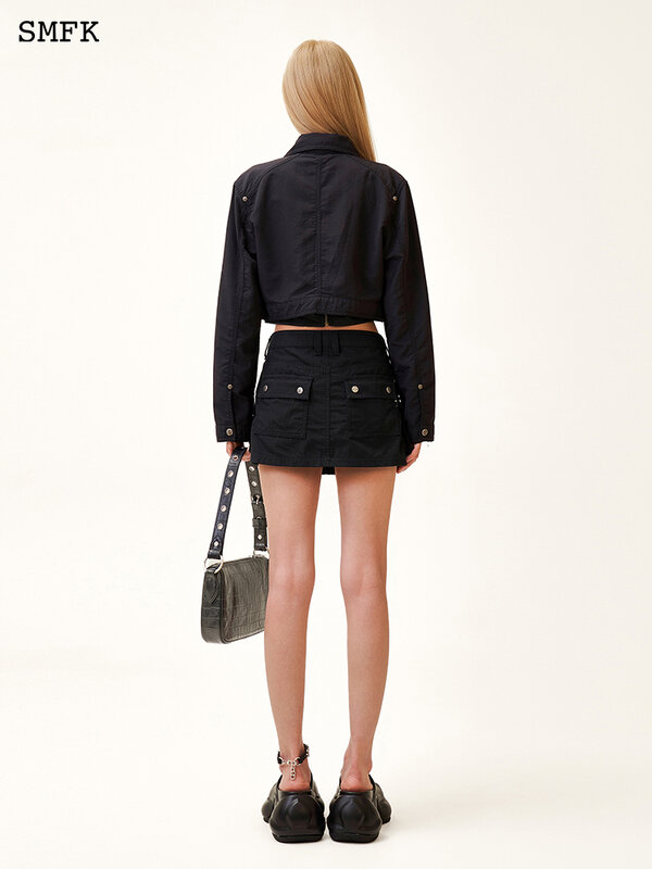Женская джинсовая короткая юбка SMFK, винтажная универсальная трапециевидная юбка-карго из денима, повседневная одежда для работы, лето