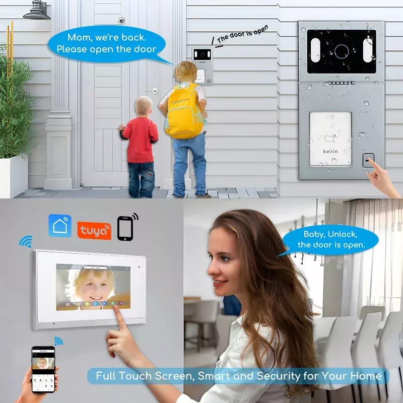 Source Manufacturer 7 Inch  Wifi Tuya Smart Doorbell Intercom System Multi Ways To Open The Door