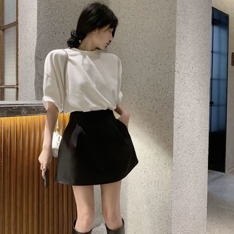 Lucyever черно-белая женская юбка трапециевидной формы с карманами в Корейском стиле