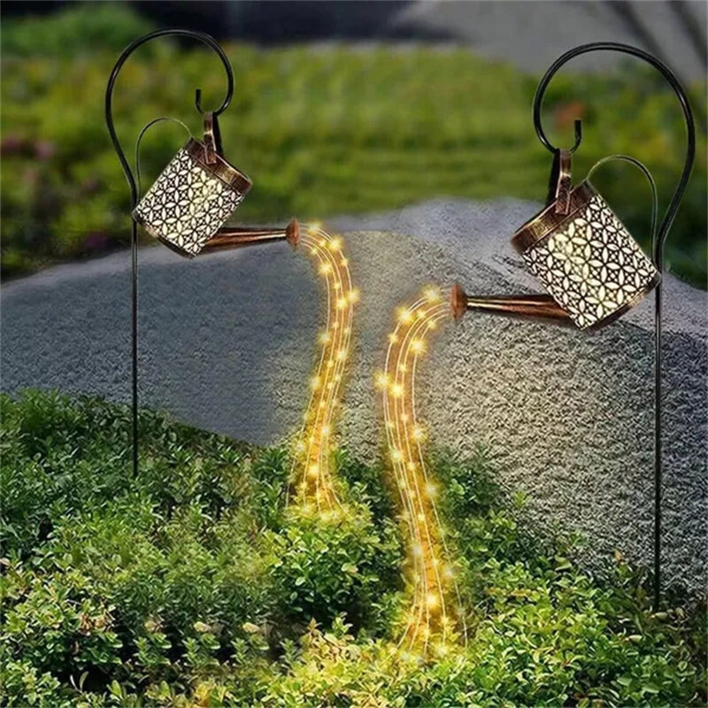 Lampe de douche étoile en fer forgé creux, arrosoir solaire, lumière dégradée, décoration de jardin, douche et pelouse légère, décorations de cour