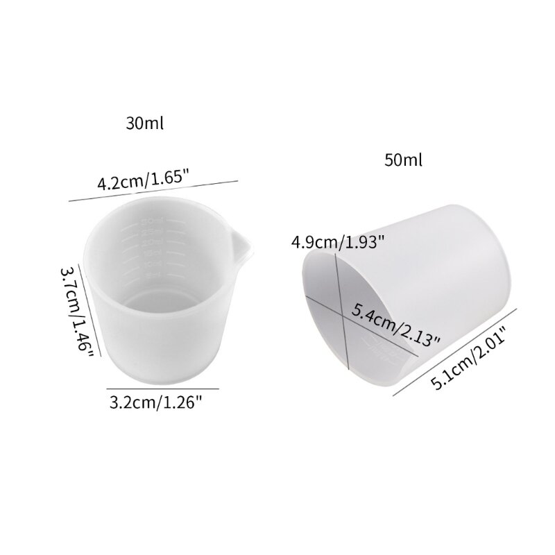 2 peças de copos de medição flexíveis de silicone antiaderente reutilizáveis ​​copos de mistura