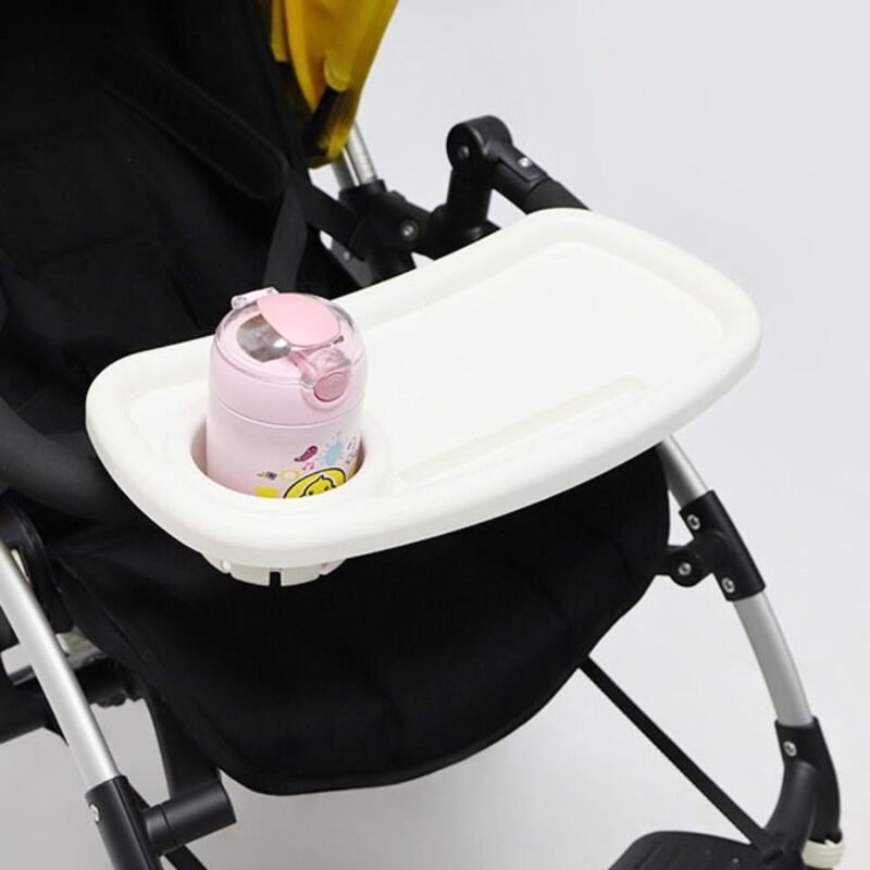 Stroller bayi meja makan malam, kereta bayi meja makan nampan makanan ringan botol susu pemegang keranjang kereta bayi nampan makanan ringan