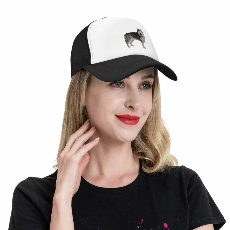 Topi Trucker Husky Fashion Siberian Pria Wanita topi bisbol anjing Malamute warna personal dapat disesuaikan uniseks Hip Hop