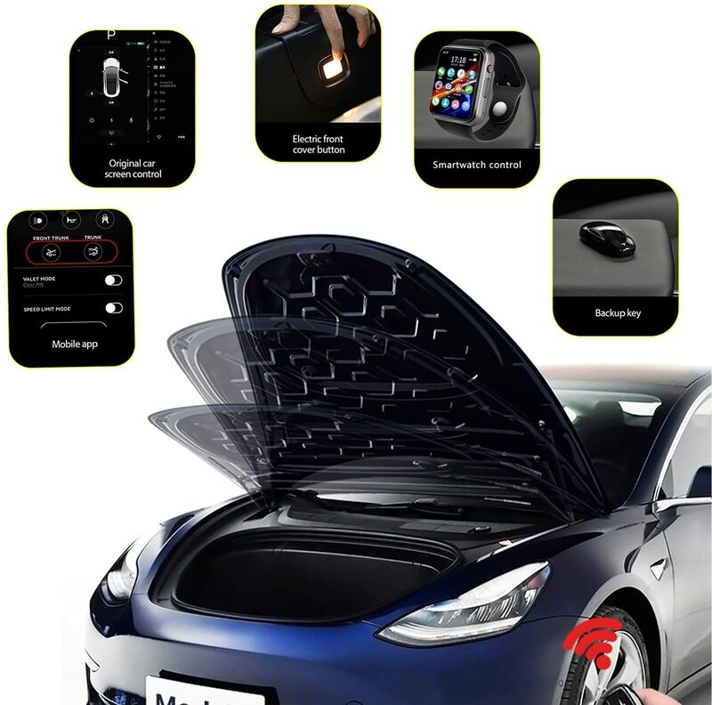 TPBUFF электрическая Передняя крышка для модели X/S, багажник багажника, подъемная колонка, интеллектуальная система открывания дверей, умный датчик, управление через приложение