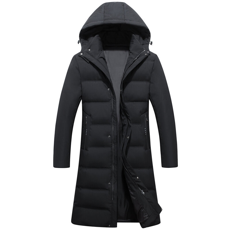 Long 90% White Duck Down Jackets Men Fashion Winter Men's Coats Hooded 2023 Thicken Warm Over The Knee Man Parkas Overcoat