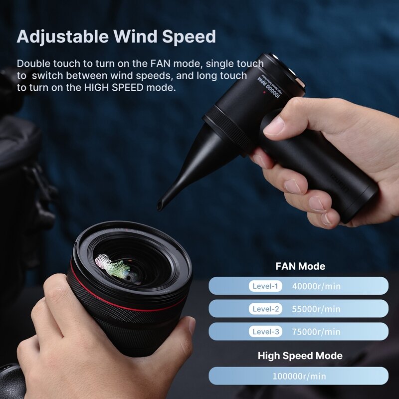 Ulanzi Powerful Electric Air Duster Blower DSLR Cameras Computer Keyboards Room Car Interiors Rechargeable Handheld Lens Cleaner