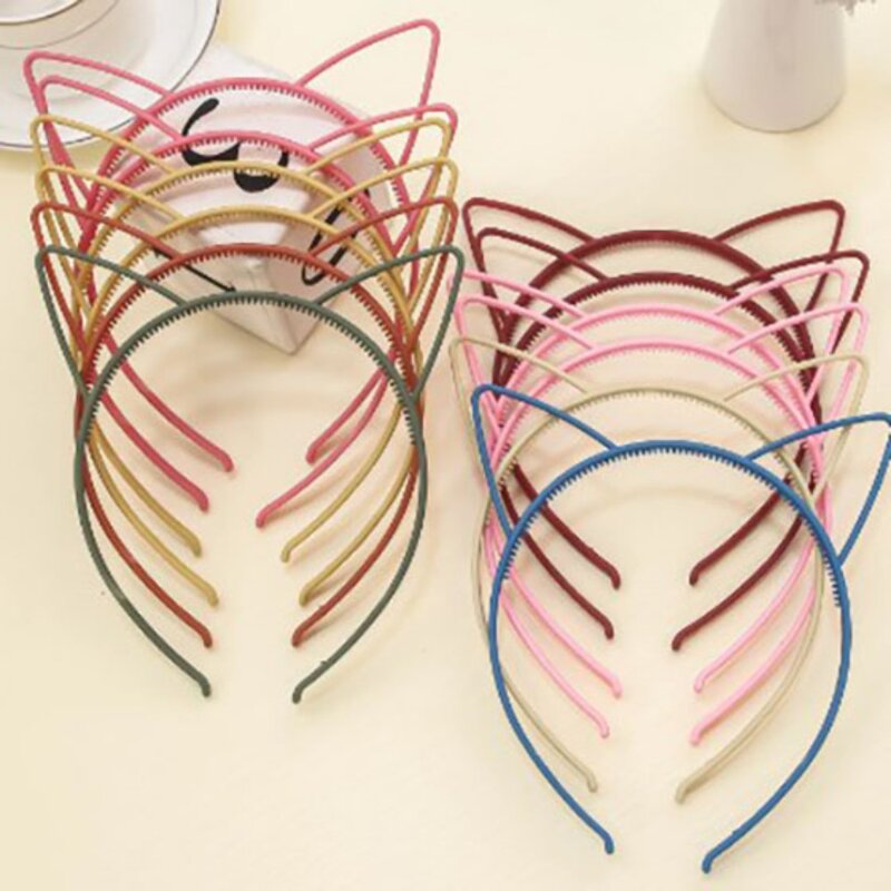 ABS Girls Cat Ear Headbands Cute Toothed Cat Ear Party Hair Accessories Headwear Matte Cat Ears Headband
