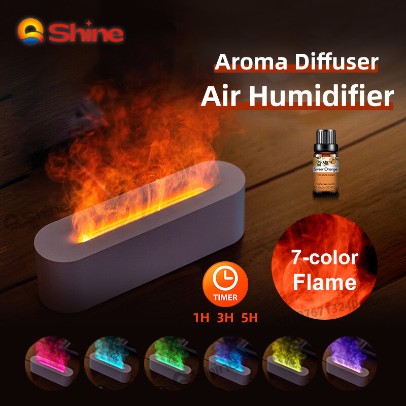 2023 Flame Aroma diffusore umidificatore ad ultrasuoni Cool Mist Maker Fogger Led diffusore di olio essenziale umidificatore a fiamma a 7 colori