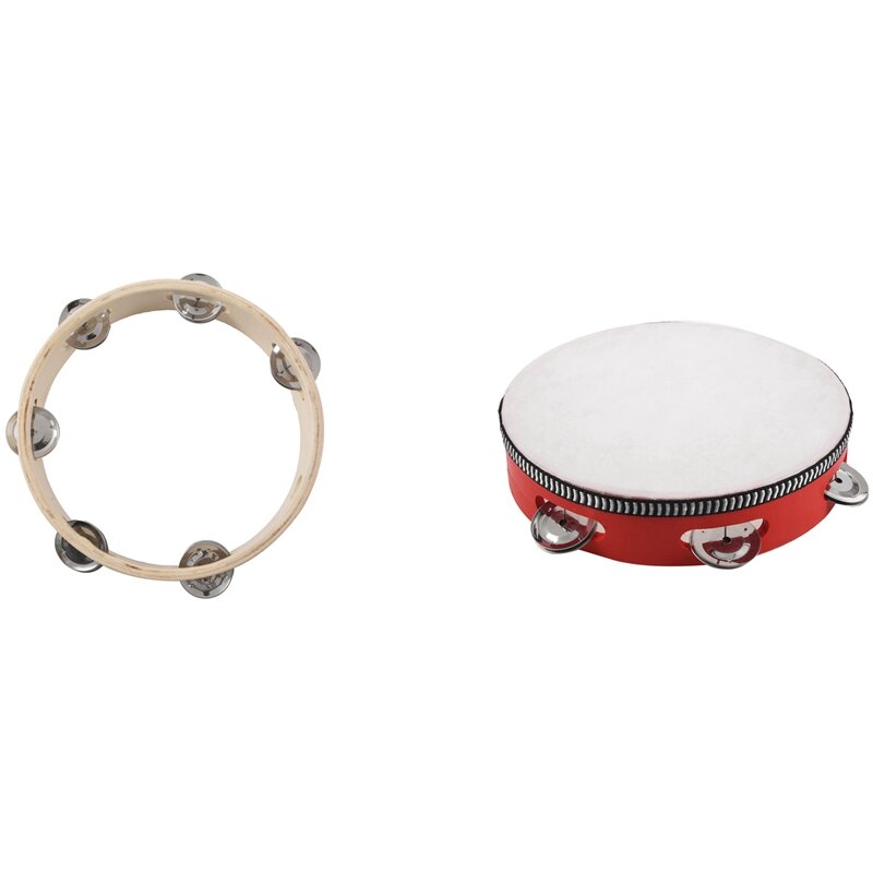 Quality 2PCS 8 Inch Musical Tambourine Tambourine Drum Round Percussion Gift For KTV Party