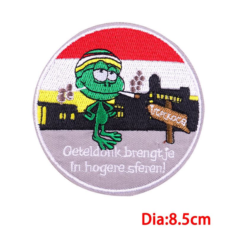 Oeteldonk Emblem Frosch Stickerei Patch Niederlande Party Cartoon Applique DIY Eisen auf Patches für Kleidung Aufkleber Karneval Patch