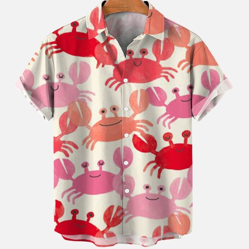 Men's Summer Designer Color Cartoon Pattern Casual Social Oversized Hawaiian Sleeve Short Shirt Floral Viking Luxury Clothing