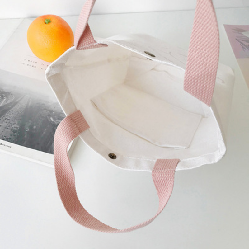 Bolsa de lona de algodão feminino mini urso bonito pequeno simples sacolas sacola de compras linda decoração bolsa almoço