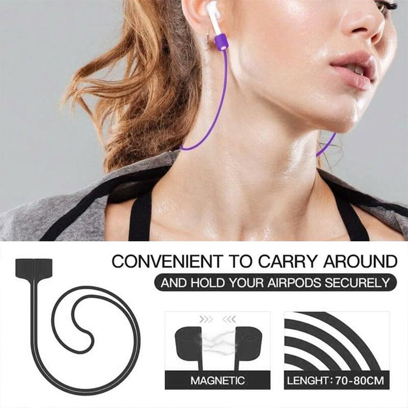 Cable magnético de silicona antipérdida para Apple AirPods, soporte para auriculares, inalámbrico, Bluetooth, correa para el cuello