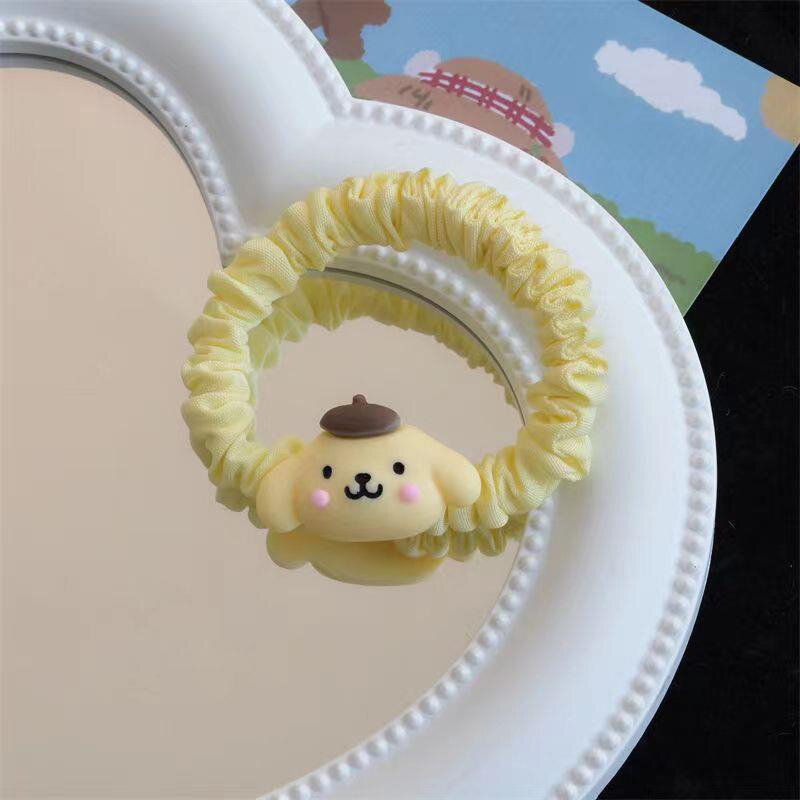 Sanrio MyMelody-lazos para el pelo de dibujos animados Kawaii para niña, cinta de goma para el pelo, bonito y dulce, regalo para niña, novedad
